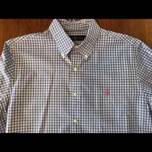 Polo Ralph Lauren Blue/white sport shirt pink pony